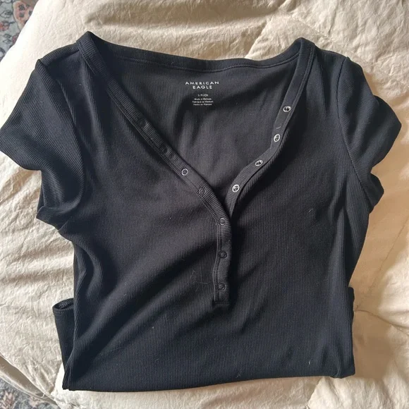 American Eagle Black Button-Up Bodysuit - Picture 3 of 4